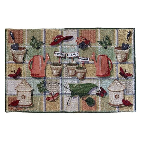 Table Placemats Garden Spring Tapestry Set of 4 Green Gold 12" x 19" - Picture 8 of 9